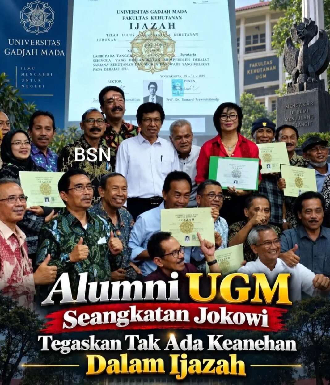 ALUMNI UGM SEANGKATAN JOKOWI TEGASKAN TAK ADA KEANEHAN DALAM IJAZAH